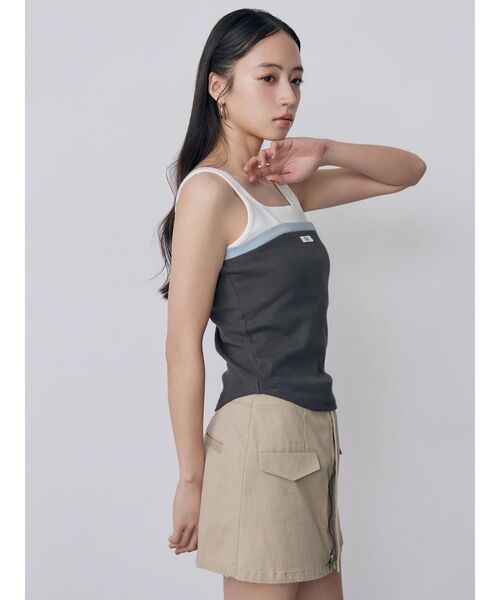 MURUA(ムルーア)の「ベアドッキングテレコタンク 夏服(タンクトップ・レディース・グレー/ブラック/ネイビー/ブラウン・FREE)」の11枚目の写真