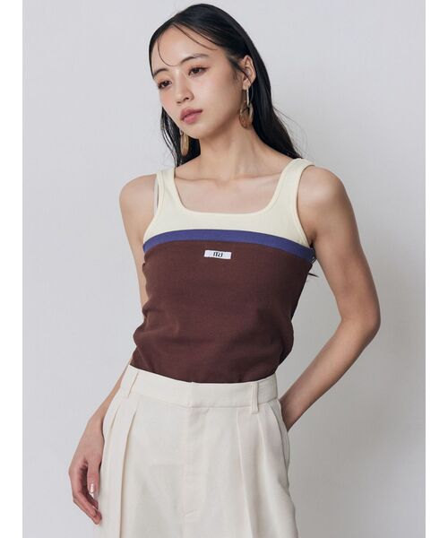 MURUA(ムルーア)の「ベアドッキングテレコタンク 夏服(タンクトップ・レディース・グレー/ブラック/ネイビー/ブラウン・FREE)」の17枚目の写真