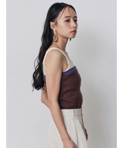 MURUA(ムルーア)の「ベアドッキングテレコタンク 夏服(タンクトップ・レディース・グレー/ブラック/ネイビー/ブラウン・FREE)」の18枚目の写真