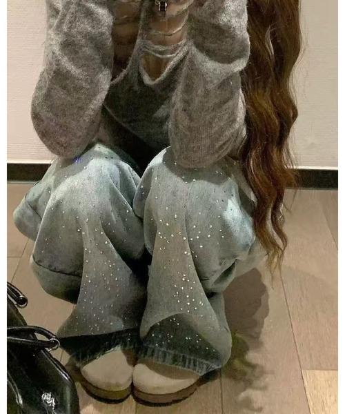 CHEER（チアー）の「スパンコール付きデニムワイドパンツ（デニムパンツ・レディース・ブルー・L）」の20枚目の写真