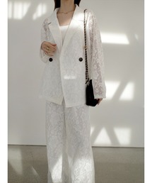 amel（エイメル）の「シアーフラワーレースセットアップ / ホワイト（セットアップ）」