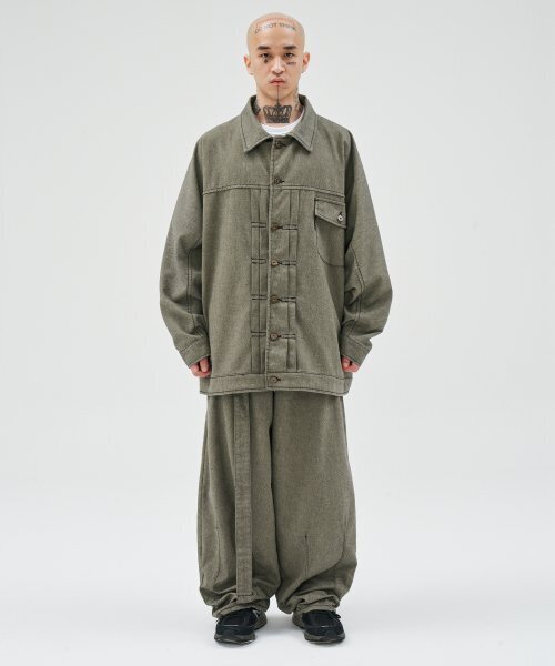 AJOBYAJO（アジョバイアジョ）の「Batwing Two-Tone Twill Jacket [KHAKI]（デニムジャケット・レディース・その他・LARGE/X-LARGE）」の5枚目の写真