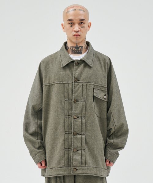 AJOBYAJO（アジョバイアジョ）の「Batwing Two-Tone Twill Jacket [KHAKI]（デニムジャケット・レディース・その他・LARGE/X-LARGE）」の6枚目の写真