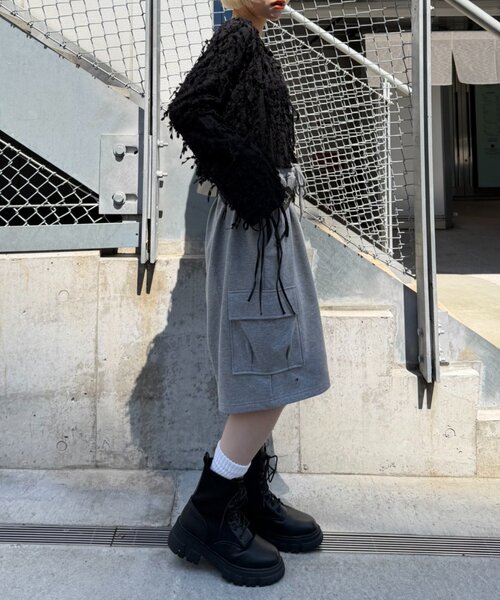 w closet(ダブルクローゼット)の「フリンジ前リボンボレロ カーディガン(シャツ/ブラウス・レディース・ブラック/アイボリー/ブルー/ピンク・FREE)」の17枚目の写真