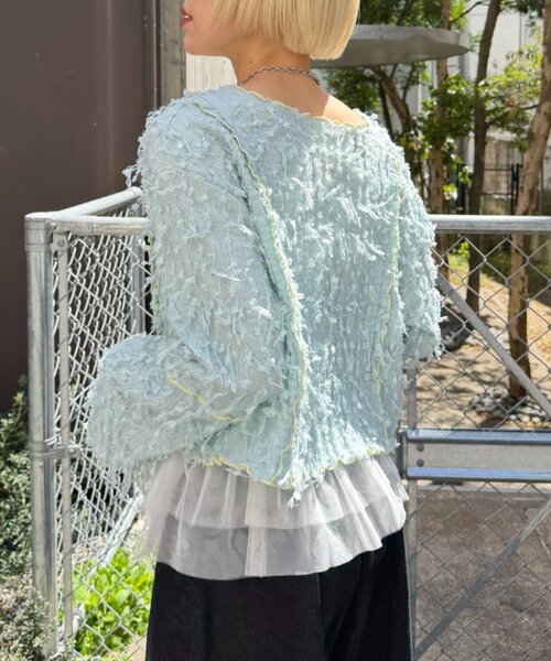 w closet(ダブルクローゼット)の「フリンジ前リボンボレロ カーディガン(シャツ/ブラウス・レディース・ブラック/アイボリー/ブルー/ピンク・FREE)」の19枚目の写真