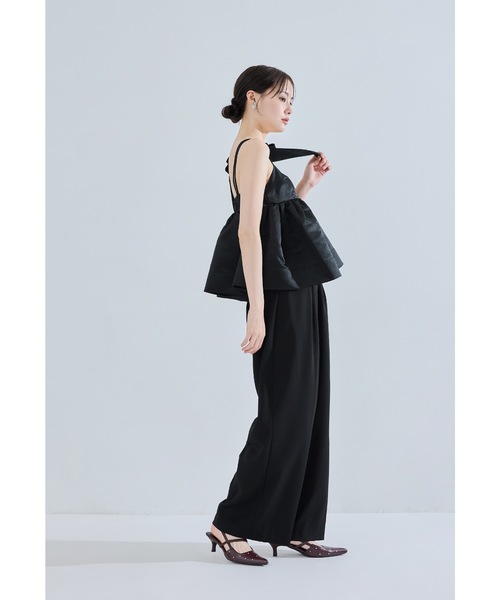 niana(ニアナ)の「アシンメトリーリボンセットアップ 2点セット セパレート パンツドレス 結婚式 成人式 二次会 同窓会 セレモニー パーティードレス オケージョンドレス お呼ばれ(パンツドレス・レディース・ブラック/ネイビー/ホワイト×ブラック・L/M/S)」の19枚目の写真