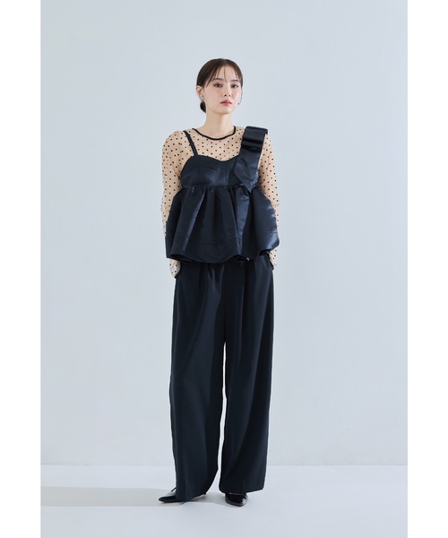 niana(ニアナ)の「アシンメトリーリボンセットアップ 2点セット セパレート パンツドレス 結婚式 成人式 二次会 同窓会 セレモニー パーティードレス オケージョンドレス お呼ばれ(パンツドレス・レディース・ブラック/ネイビー/ホワイト×ブラック・L/M/S)」の11枚目の写真