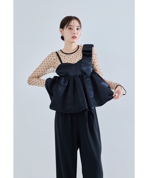 niana(ニアナ)の「アシンメトリーリボンセットアップ 2点セット セパレート パンツドレス 結婚式 成人式 二次会 同窓会 セレモニー パーティードレス オケージョンドレス お呼ばれ(パンツドレス・レディース・ブラック/ネイビー/ホワイト×ブラック・L/M/S)」の12枚目の写真