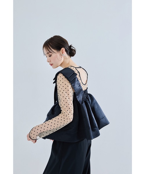 niana(ニアナ)の「アシンメトリーリボンセットアップ 2点セット セパレート パンツドレス 結婚式 成人式 二次会 同窓会 セレモニー パーティードレス オケージョンドレス お呼ばれ(パンツドレス・レディース・ブラック/ネイビー/ホワイト×ブラック・L/M/S)」の14枚目の写真