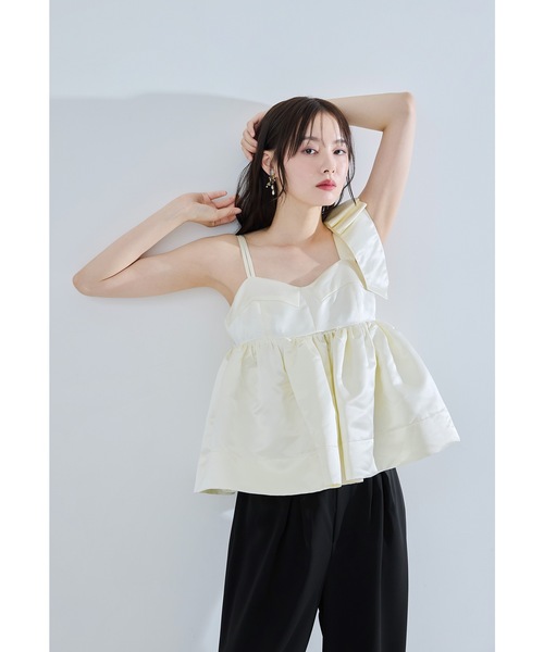 niana(ニアナ)の「アシンメトリーリボンセットアップ 2点セット セパレート パンツドレス 結婚式 成人式 二次会 同窓会 セレモニー パーティードレス オケージョンドレス お呼ばれ(パンツドレス・レディース・ブラック/ネイビー/ホワイト×ブラック・L/M/S)」の5枚目の写真