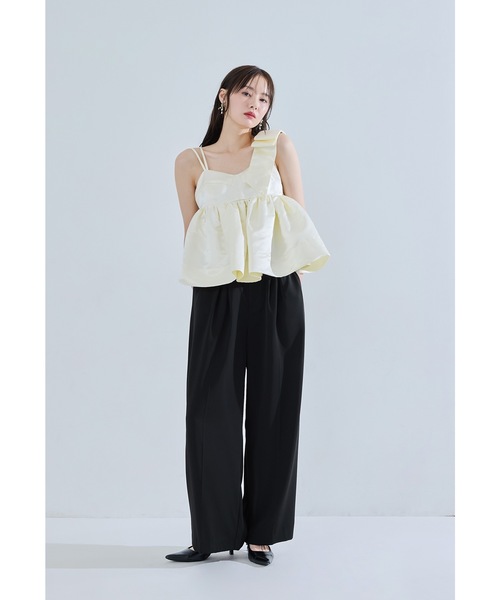 niana(ニアナ)の「アシンメトリーリボンセットアップ 2点セット セパレート パンツドレス 結婚式 成人式 二次会 同窓会 セレモニー パーティードレス オケージョンドレス お呼ばれ(パンツドレス・レディース・ブラック/ネイビー/ホワイト×ブラック・L/M/S)」の6枚目の写真