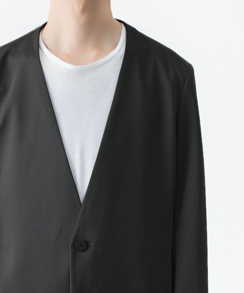 ATTACHMENT（アタッチメント）の「【LIMITED】LUCA MATTE TWIST COLLARLESS JKT / ルカマット ツイスト カラーレス JKT（テーラードジャケット・メンズ・カーキ/ブラック・3/2/1/4）」の7枚目の写真
