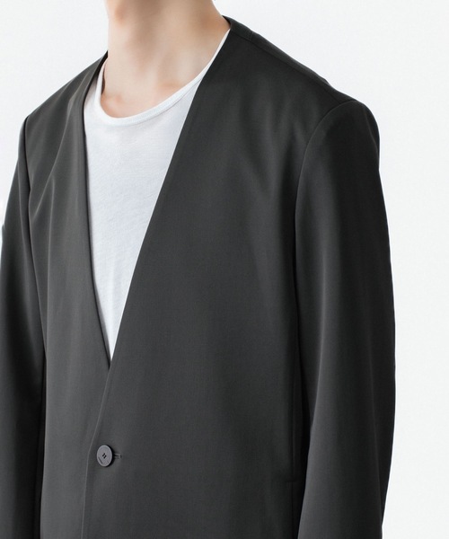 ATTACHMENT（アタッチメント）の「【LIMITED】LUCA MATTE TWIST COLLARLESS JKT / ルカマット ツイスト カラーレス JKT（テーラードジャケット・メンズ・カーキ/ブラック・3/2/1/4）」の8枚目の写真