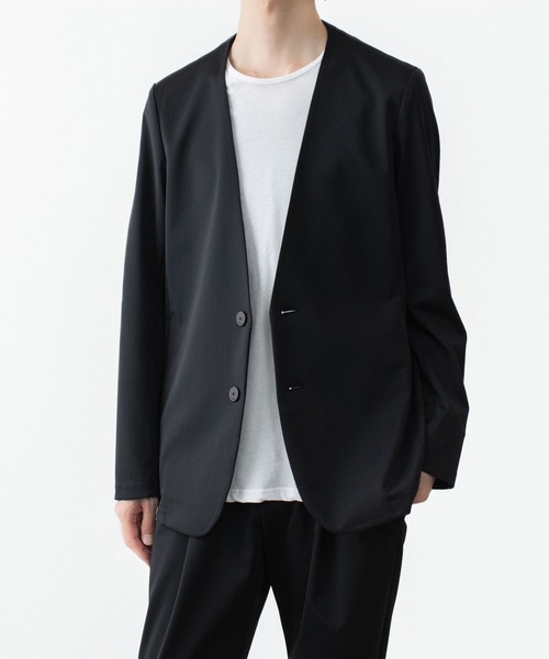 ATTACHMENT（アタッチメント）の「【LIMITED】LUCA MATTE TWIST COLLARLESS JKT / ルカマット ツイスト カラーレス JKT（テーラードジャケット・メンズ・カーキ/ブラック・3/2/1/4）」の14枚目の写真