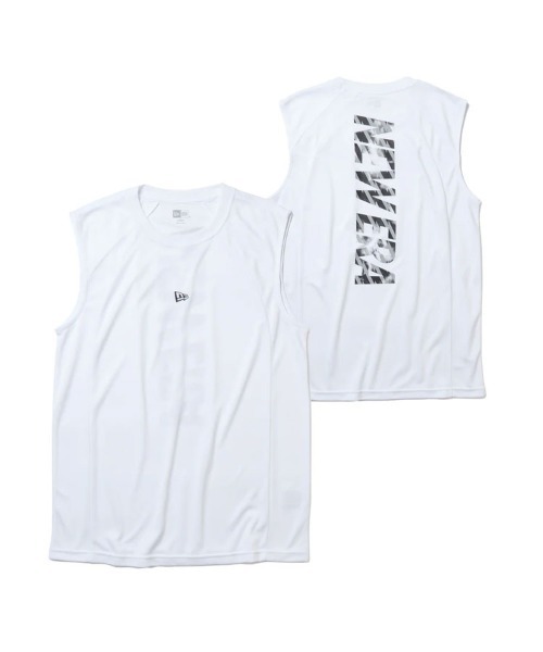 NEW ERA(ニューエラ)の「【NEW ERA】スリーブレス テック Tシャツ Vertical / 2カラー(Tシャツ/カットソー・メンズ・ブラック/ホワイト・M/L)」の1枚目の写真