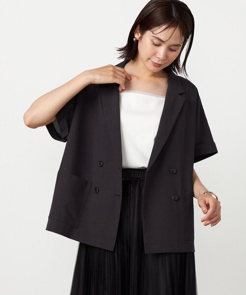 COMME CA ISM(コムサイズム)の「リネンライク 半袖シャツジャケット / セットアップ対応(テーラードジャケット・レディース・チャコール/ベージュ・LARGE/MEDIUM)」の19枚目の写真