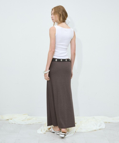 Rohwel（ローウェル）の「Border Long Stretch Skirt / ボーダーロングストレッチスカート（スカート・レディース・ブラウン/グレー/ブラック・FREE）」の7枚目の写真