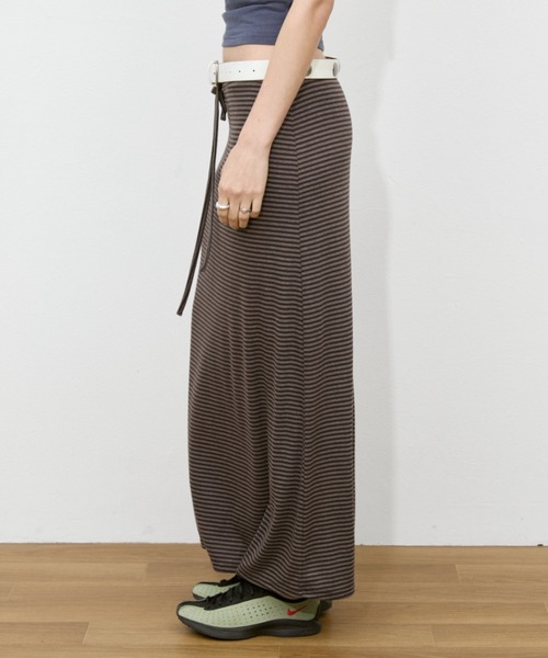 Rohwel（ローウェル）の「Border Long Stretch Skirt / ボーダーロングストレッチスカート（スカート・レディース・ブラウン/グレー/ブラック・FREE）」の20枚目の写真