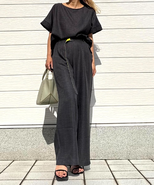 Q(キュー)の「リネンライクDカンベルトパンツ(その他パンツ・レディース・チャコールグレー/アイボリー・MEDIUM)」の19枚目の写真
