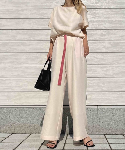 Q(キュー)の「リネンライクDカンベルトパンツ(その他パンツ・レディース・チャコールグレー/アイボリー・MEDIUM)」の21枚目の写真