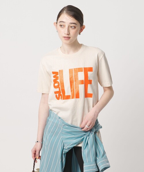 MIXTA(ミクスタ)の「【別注】<MIXTA>SLOW LIFE Tシャツ NATURAL(Tシャツ/カットソー・レディース・ナチュラル・S)」の1枚目の写真