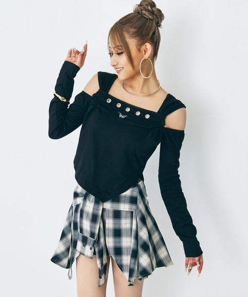 ANAP(アナップ)の「eggモデル あいみんコラボ チェックスカート(スカート・レディース・ブラック×ホワイト/ブラック×ベージュ・S/M)」の7枚目の写真