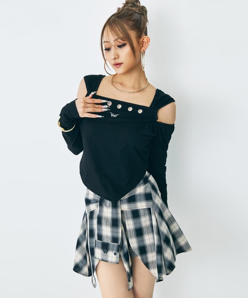 ANAP(アナップ)の「eggモデル あいみんコラボ チェックスカート(スカート・レディース・ブラック×ホワイト/ブラック×ベージュ・S/M)」の5枚目の写真