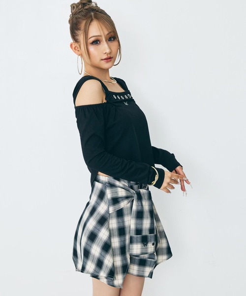 ANAP(アナップ)の「eggモデル あいみんコラボ チェックスカート(スカート・レディース・ブラック×ホワイト/ブラック×ベージュ・S/M)」の8枚目の写真