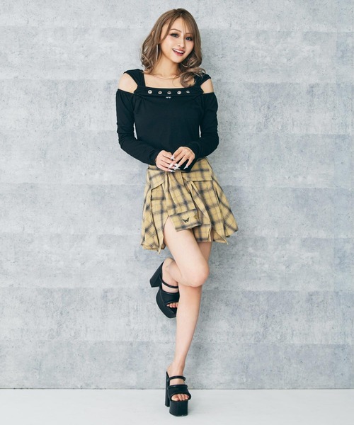 ANAP(アナップ)の「eggモデル あいみんコラボ チェックスカート(スカート・レディース・ブラック×ホワイト/ブラック×ベージュ・S/M)」の19枚目の写真