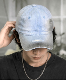 EFFECTION（エフェクション）の「【neos】ヴィンテージウォッシュ ダメージ デニムキャップ メンズ レディース ユニセックス ローキャップ ブラック ブルー（キャップ）」