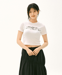 クロップレバットグラフィックTシャツ(ホワイト)