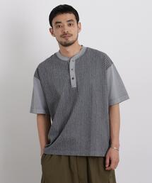 Tシャツ/カットソー（グレー/灰色系・ストライプ柄）ファッション通販