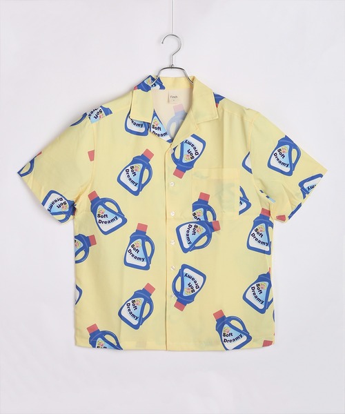 WESTSEA(ウエストシー)の「総柄ストレッチ オープンカラー半袖シャツ / アロハシャツ(調味料・お菓子・柔軟剤・アイス・BEER)(シャツ/ブラウス・メンズ・ブラック/アイボリー/ブルー/イエロー/ブラック系その他・M/L/LL)」の9枚目の写真