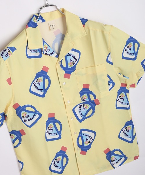 WESTSEA(ウエストシー)の「総柄ストレッチ オープンカラー半袖シャツ / アロハシャツ(調味料・お菓子・柔軟剤・アイス・BEER)(シャツ/ブラウス・メンズ・ブラック/アイボリー/ブルー/イエロー/ブラック系その他・M/L/LL)」の7枚目の写真