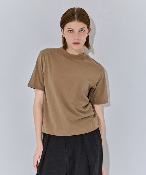 ATON（エイトン）の「【ATON/エイトン】FRESCA NUBUCK MOCK NECK T SHIRTS/ヌバックモックネックTシャツ（Tシャツ/カットソー・レディース・オフホワイト/ベージュ/チャコールグレー・1）」の7枚目の写真