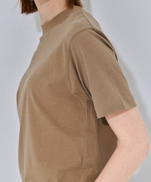 ATON（エイトン）の「【ATON/エイトン】FRESCA NUBUCK MOCK NECK T SHIRTS/ヌバックモックネックTシャツ（Tシャツ/カットソー・レディース・オフホワイト/ベージュ/チャコールグレー・1）」の8枚目の写真