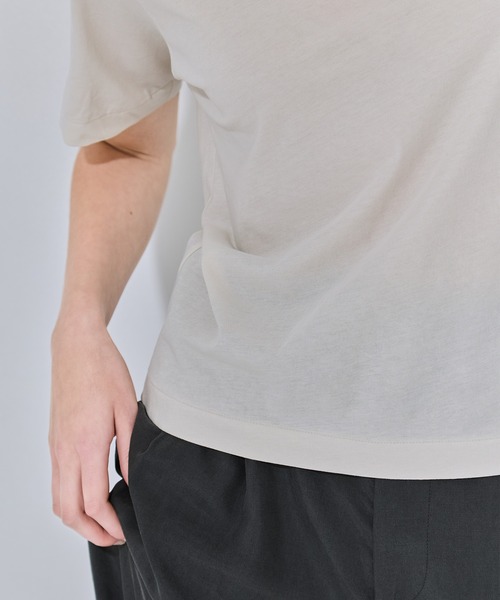 ATON（エイトン）の「【ATON/エイトン】FRESCA NUBUCK MOCK NECK T SHIRTS/ヌバックモックネックTシャツ（Tシャツ/カットソー・レディース・オフホワイト/ベージュ/チャコールグレー・1）」の17枚目の写真