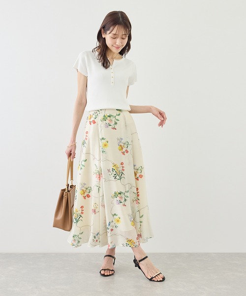 ROPE' PICNIC(ロペピクニック)の「八方映えニット フレンチスリーブキーネックニットプルオーバー/UVカット・イージーケア(ニット/セーター・レディース・ブラック/オフホワイト/グリーン/ラベンダー・FREE)」の10枚目の写真