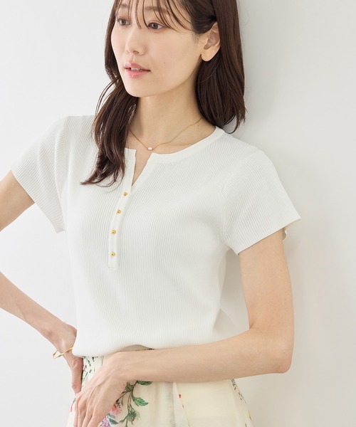 ROPE' PICNIC(ロペピクニック)の「八方映えニット フレンチスリーブキーネックニットプルオーバー/UVカット・イージーケア(ニット/セーター・レディース・ブラック/オフホワイト/グリーン/ラベンダー・FREE)」の15枚目の写真