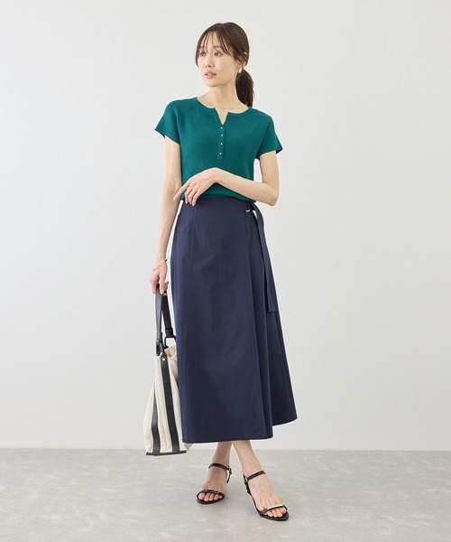 ROPE' PICNIC(ロペピクニック)の「八方映えニット フレンチスリーブキーネックニットプルオーバー/UVカット・イージーケア(ニット/セーター・レディース・ブラック/オフホワイト/グリーン/ラベンダー・FREE)」の16枚目の写真