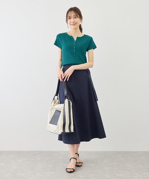 ROPE' PICNIC(ロペピクニック)の「八方映えニット フレンチスリーブキーネックニットプルオーバー/UVカット・イージーケア(ニット/セーター・レディース・ブラック/オフホワイト/グリーン/ラベンダー・FREE)」の17枚目の写真
