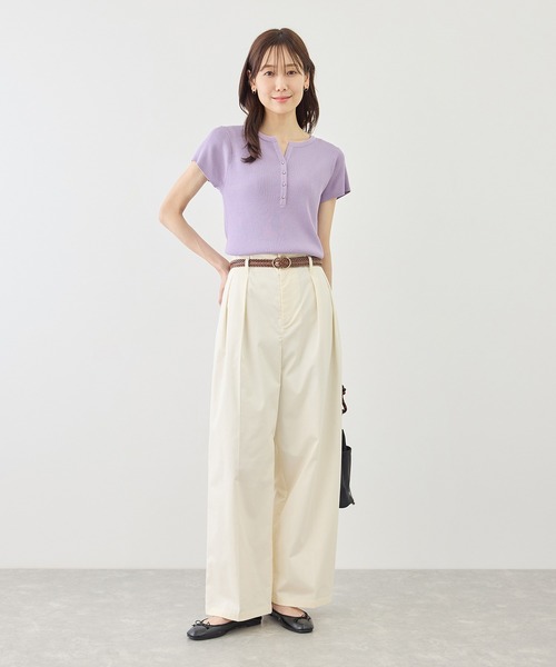 ROPE' PICNIC(ロペピクニック)の「八方映えニット フレンチスリーブキーネックニットプルオーバー/UVカット・イージーケア(ニット/セーター・レディース・ブラック/オフホワイト/グリーン/ラベンダー・FREE)」の21枚目の写真