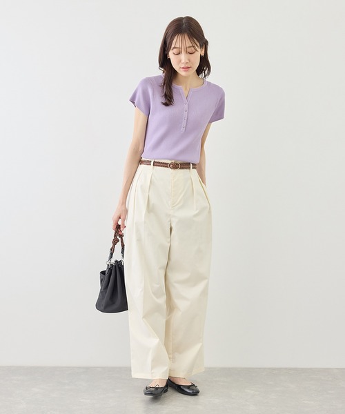 ROPE' PICNIC(ロペピクニック)の「八方映えニット フレンチスリーブキーネックニットプルオーバー/UVカット・イージーケア(ニット/セーター・レディース・ブラック/オフホワイト/グリーン/ラベンダー・FREE)」の22枚目の写真