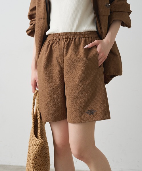 PUAL CE CIN(ピュアルセシン)の「【WEB限定/セットアップ対応】UVカット・撥水加工水陸両用ショートパンツ(ラッシュガード・レディース・キャメル/チェック/ブラック・FREE)」の3枚目の写真