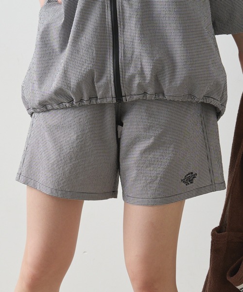 PUAL CE CIN(ピュアルセシン)の「【WEB限定/セットアップ対応】UVカット・撥水加工水陸両用ショートパンツ(ラッシュガード・レディース・キャメル/チェック/ブラック・FREE)」の1枚目の写真