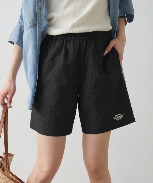 PUAL CE CIN(ピュアルセシン)の「【WEB限定/セットアップ対応】UVカット・撥水加工水陸両用ショートパンツ(ラッシュガード・レディース・キャメル/チェック/ブラック・FREE)」の5枚目の写真