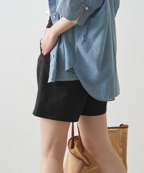 PUAL CE CIN(ピュアルセシン)の「【WEB限定/セットアップ対応】UVカット・撥水加工水陸両用ショートパンツ(ラッシュガード・レディース・キャメル/チェック/ブラック・FREE)」の6枚目の写真