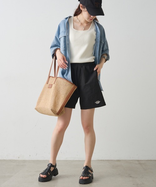 PUAL CE CIN(ピュアルセシン)の「【WEB限定/セットアップ対応】UVカット・撥水加工水陸両用ショートパンツ(ラッシュガード・レディース・キャメル/チェック/ブラック・FREE)」の8枚目の写真