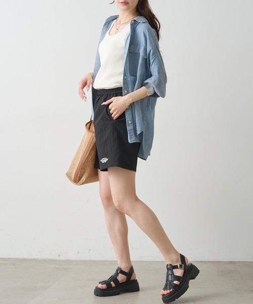 PUAL CE CIN(ピュアルセシン)の「【WEB限定/セットアップ対応】UVカット・撥水加工水陸両用ショートパンツ(ラッシュガード・レディース・キャメル/チェック/ブラック・FREE)」の9枚目の写真