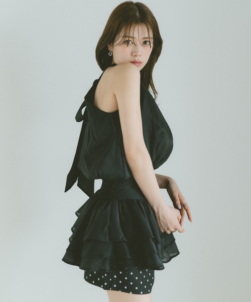 VANNIE U(ヴァニーユー)の「ホルターネックリボンシフォンミニワンピース/前後2WAY(ワンピース・レディース・ブラック/アイボリー・FREE)」の15枚目の写真
